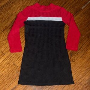 SHEIN Red and Black Ribbed Kids Dress